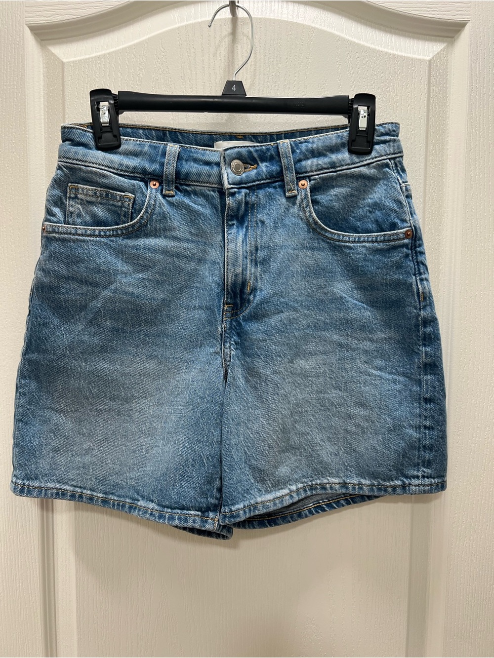 H&M Light Blue High-Rise Denim Shorts